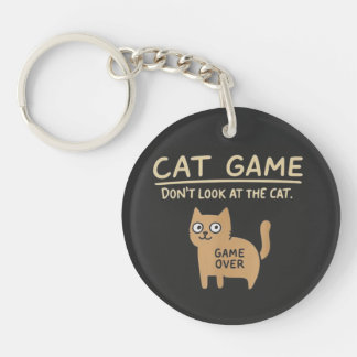 cat game dont look at the cat game over keychain
