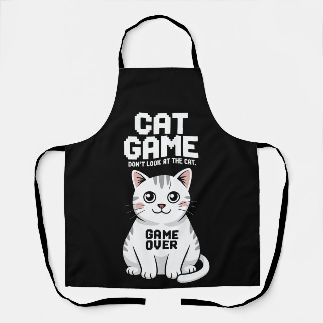 Cat Game Don't Look At The Cat Over Funny Apron (Front)