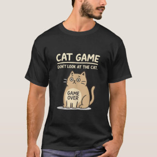 Cat Game Over Funny Cat Owner Hilarious Fat Retro T-Shirt