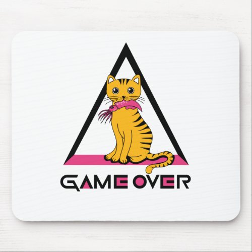 Cat _ Game Over Squid Mouse Pad
