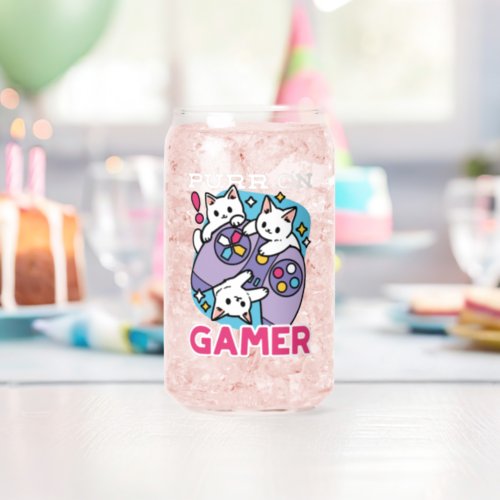  Cat Gamer Design _ Purr On Gamer Joystick Art Can Glass