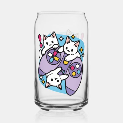  Cat Gamer Design _ Purr On Gamer Joystick Art Can Glass