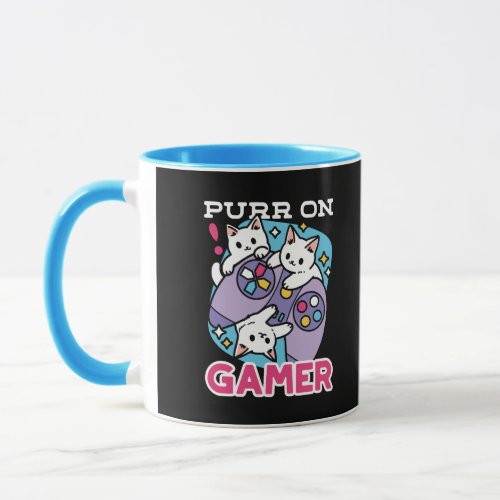  Cat Gamer Design _ Purr On Gamer Joystick Art Mug