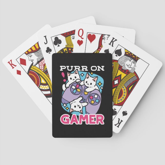  Cat Gamer Design - Purr On Gamer Joystick Art Poker Cards (Back)