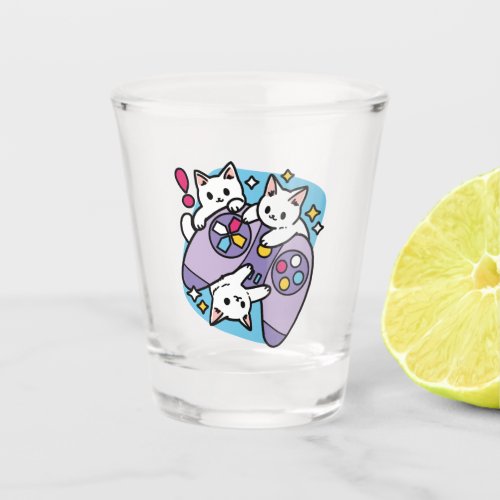  Cat Gamer Design _ Purr On Gamer Joystick Art Shot Glass