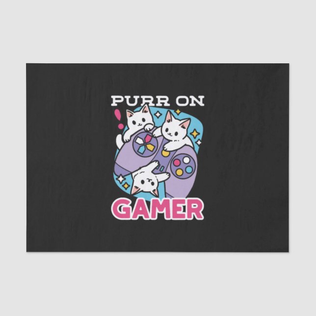  Cat Gamer Design - Purr On Gamer Joystick Art Tissue Paper (Front)
