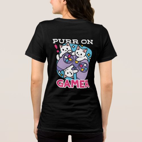  Cat Gamer Design _ Purr On Gamer Joystick Art Tri_Blend Shirt