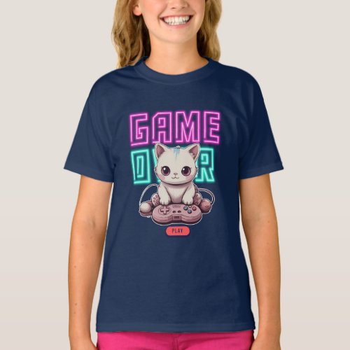 Cat gamer game over  T_Shirt