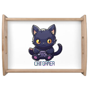Cat Gamer Serving Tray