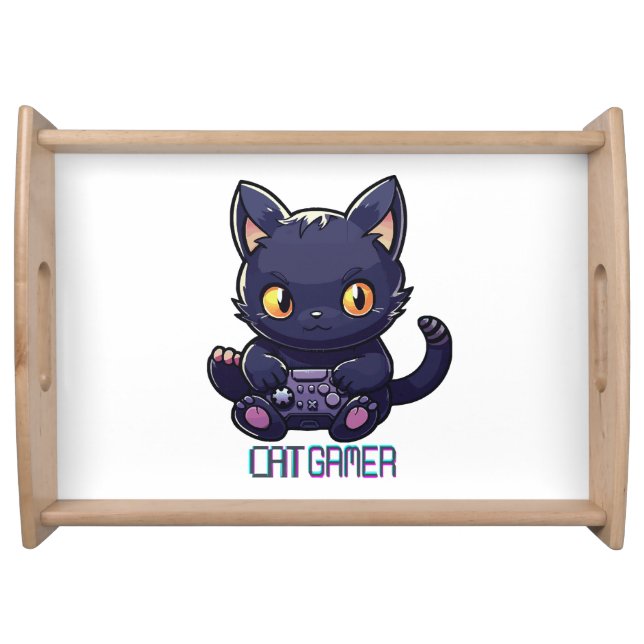 Cat Gamer Serving Tray (Front)