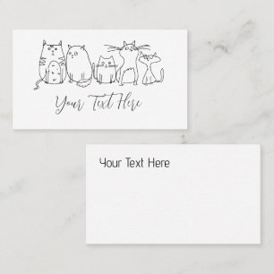 Cat gang Line Art Cartoon illustration Business Card