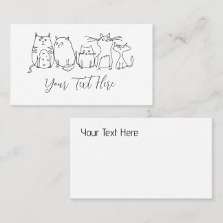 Cat gang Line Art Cartoon illustration Business Card