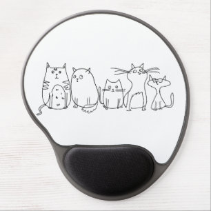 Cat gang Line Art Cartoon illustration Gel Mouse Pad
