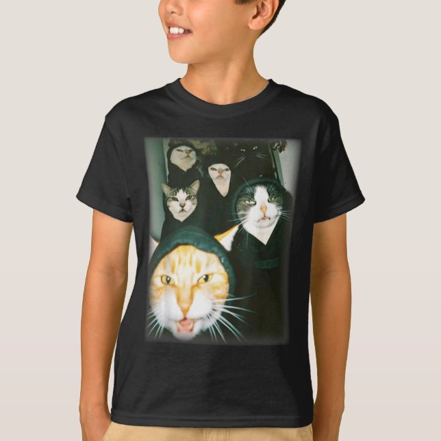 Cat Gang Meme Funny Chaotic Cats Unhinged Feline H T-Shirt (Front)