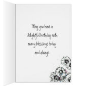 Cat Garden Flowers Black White Happy Birthday (Inside (Right))