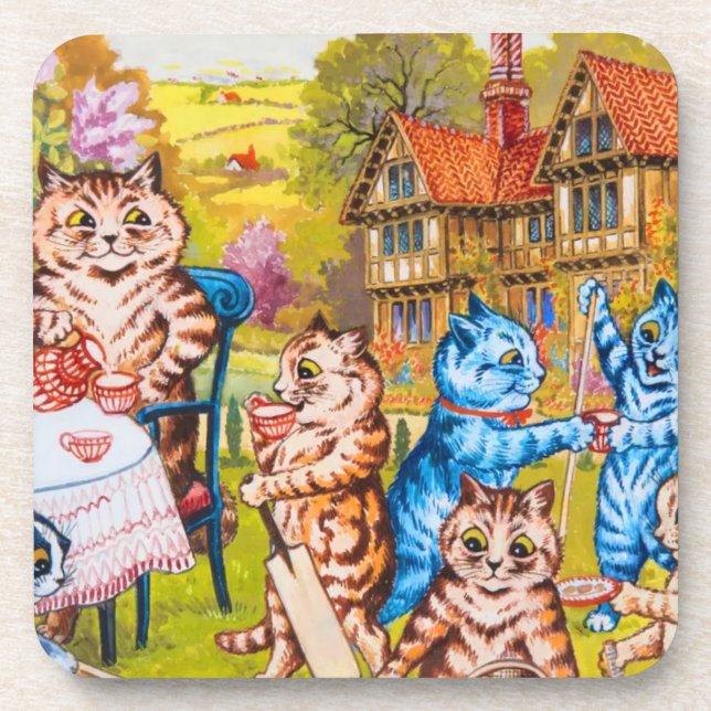 Cat Garden Party Beverage Coaster (Front)