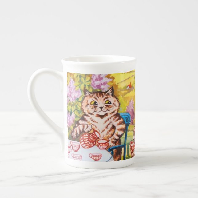 Cat Garden Party Bone China Mug (Left)