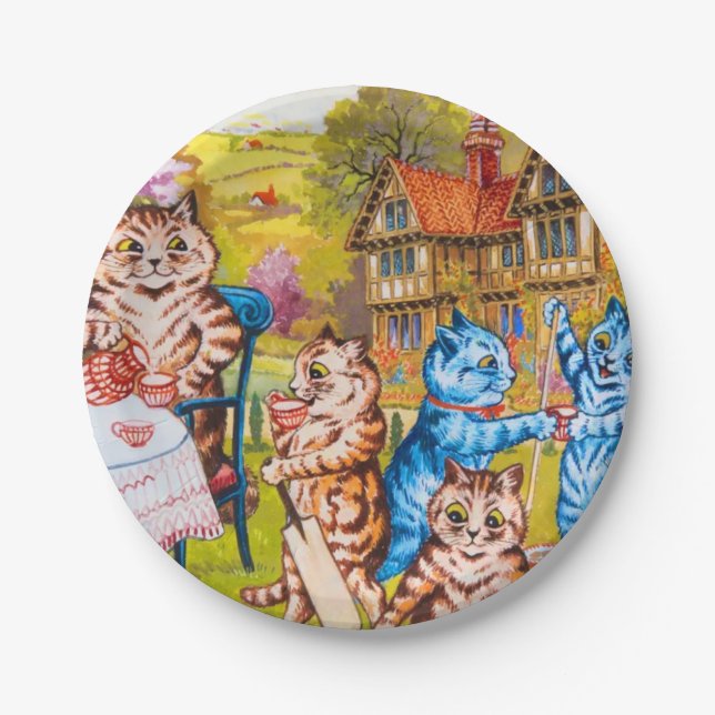 Cat Garden Party Paper Plates (Front)