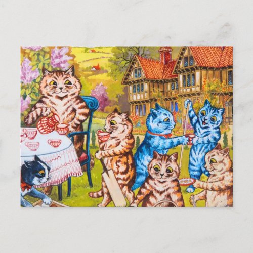 Cat Garden Party Postcard