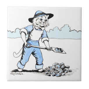 Cat Gardener, Louis Wain Ceramic Tile