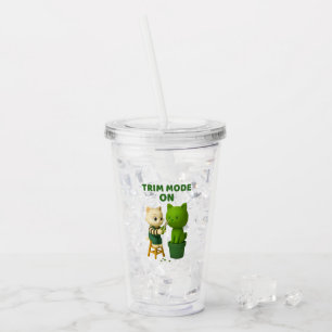 Cat Gardener Topiary Trim Mode Surreal Acrylic Tumbler