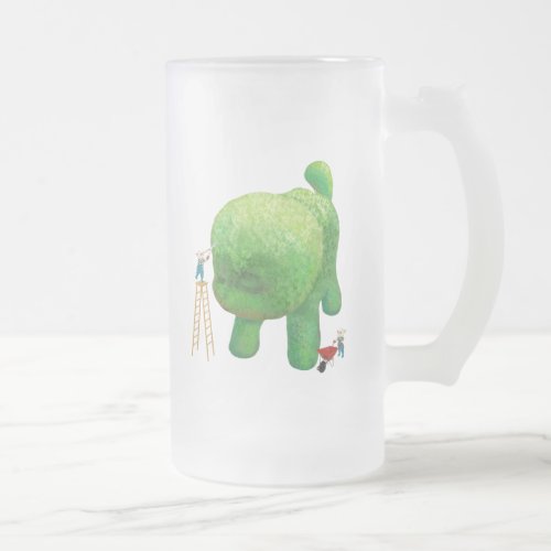 Cat Gardeners and Green Animal Bush Frosted Glass Beer Mug