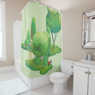Cat Gardeners and Green Animal Bush Shower Curtain