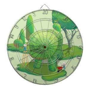 Cat Gardeners Green Topiary Animal Surreal Dart Board
