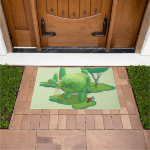 Cat Gardeners Green Topiary Animal Surreal Doormat