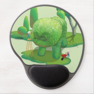 Cat Gardeners Green Topiary Animal Surreal Gel Mouse Pad