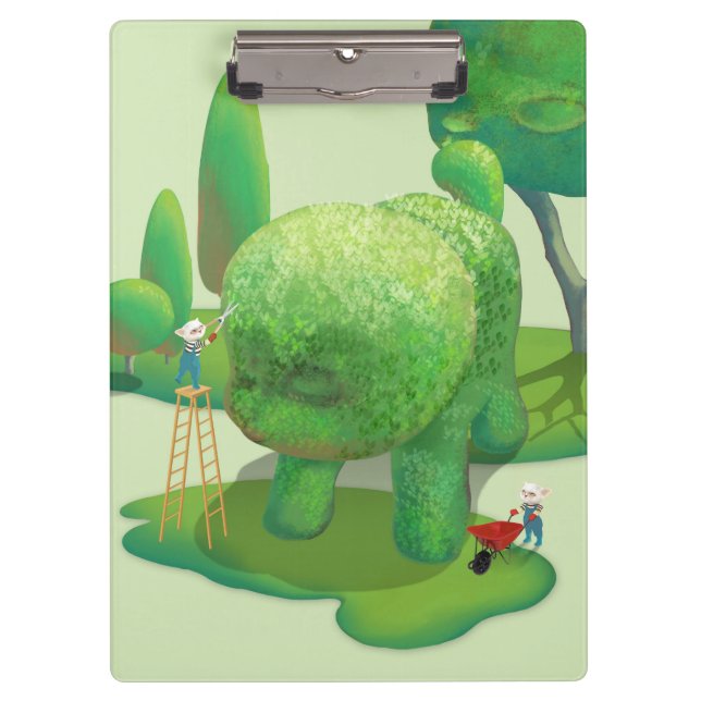 Cat Gardeners: Topiary Puppy Green Thumb Art Clipboard (Front)