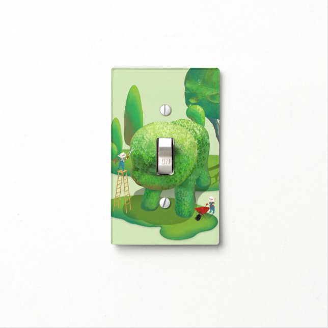 Cat Gardeners: Topiary Puppy Green Thumb Art Light Switch Cover (In Situ)