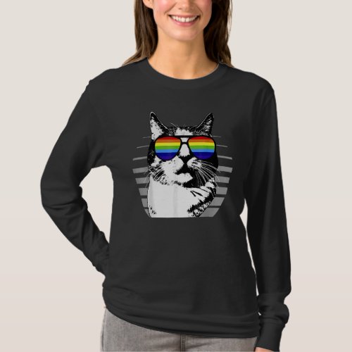 Cat Gay Pride Lgbt Rainbow Sunglasses T_Shirt