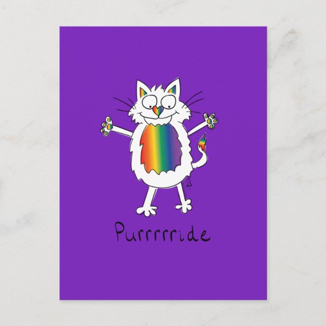 Cat Gay Pride LGBTQ Postcard (Front)