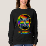 Cat Gay Pride Rainbow Sunglasses LGBQ LGB Sweatshirt