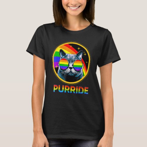 Cat Gay Pride  Rainbow Sunglasses Lgbtq Lgbt T-Shirt