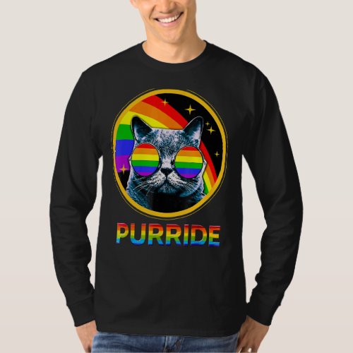 Cat Gay Pride  Rainbow Sunglasses Lgbtq Lgbt T_Shirt