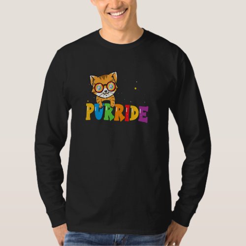 Cat Gay Pride Rainbow Sunglasses Lgbtq T_Shirt