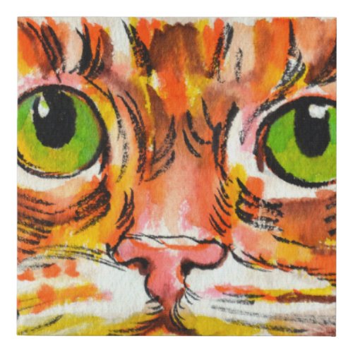 Cat gaze 10 watercolor original artwork faux canvas print