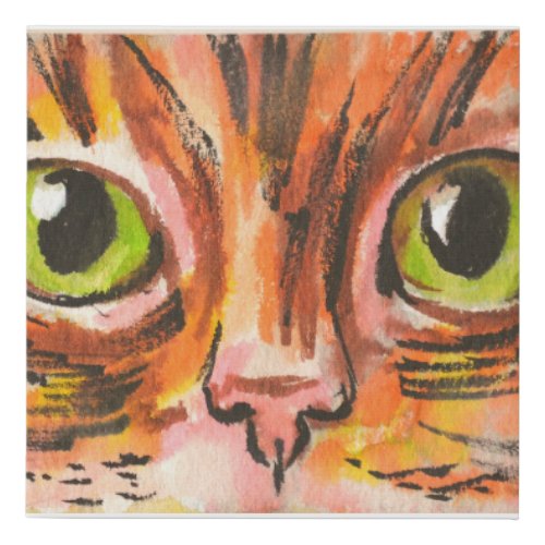 Cat gaze 1 watercolor painting faux canvas print