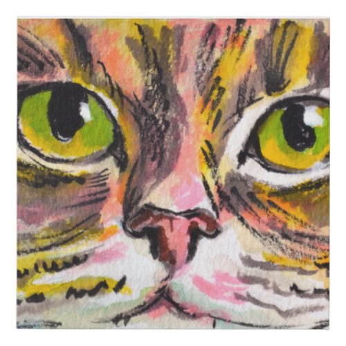 Cat gaze 6 watercolor painting faux canvas print