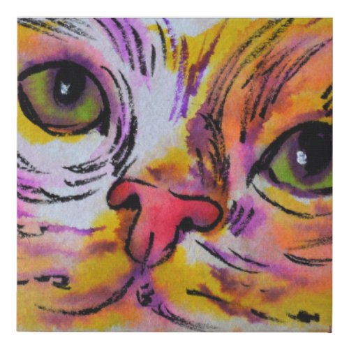 Cat gaze 8 watercolor original artwork faux canvas print