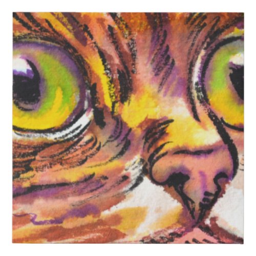 Cat gaze 9 watercolor original artwork faux canvas print