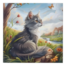 Cat Gazes At Butterfly