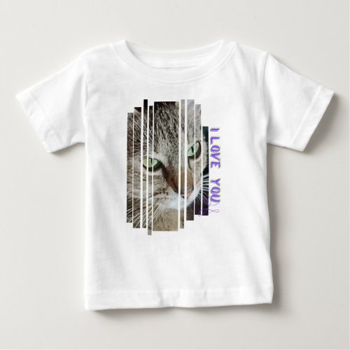 Cat gazes lovingly at its owner baby T_Shirt