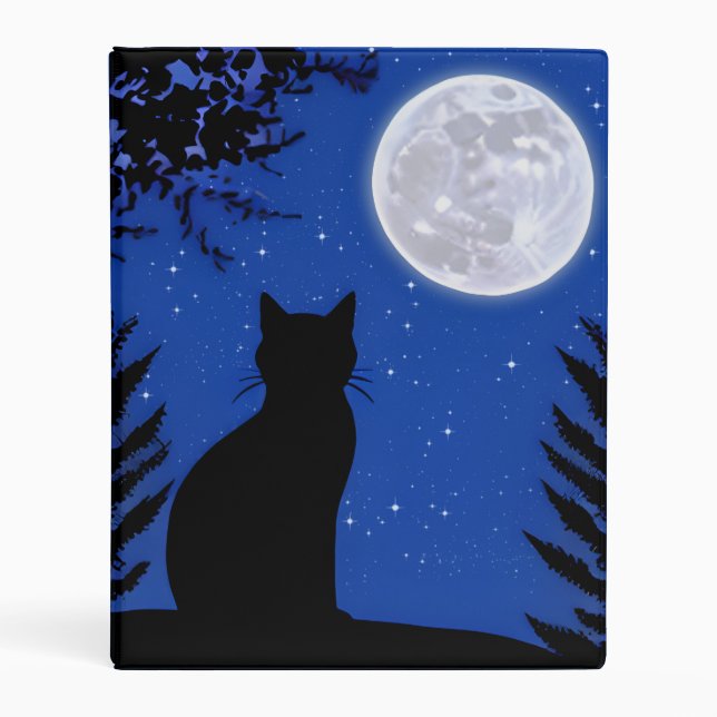 Cat Gazing at the Full Moon Mini Binder (Front)
