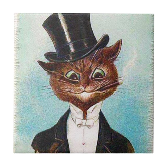 Cat Gentleman, Louis Wain Ceramic Tile (Front)