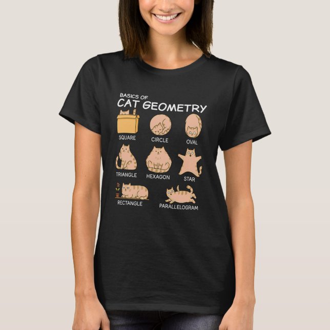 Cat Geometry Math Basic Cat Geometry Funny Cat for T-Shirt (Front)