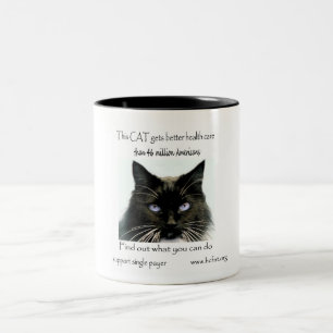 Cat Gets Better Health Care Two-Tone Coffee Mug