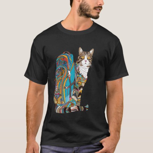 Cat getting Backpack Back To School First Day Boys T-Shirt